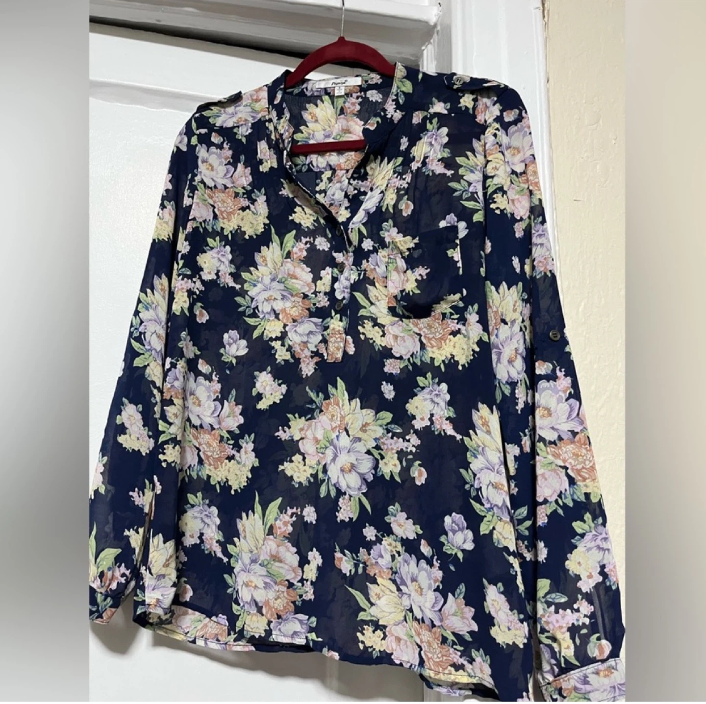 Papaya Floral Navy Blouse - Size S ⚽️ - photo 3