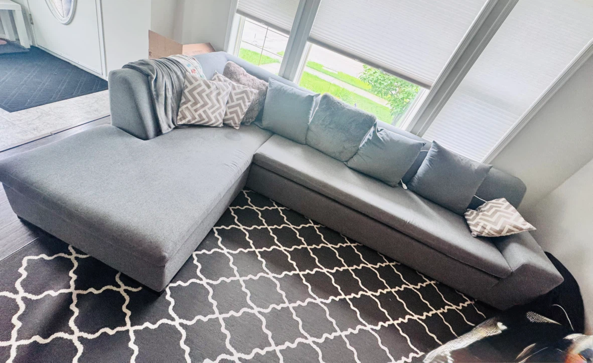 Grey Sectional Sofa with throw pillows - photo 2