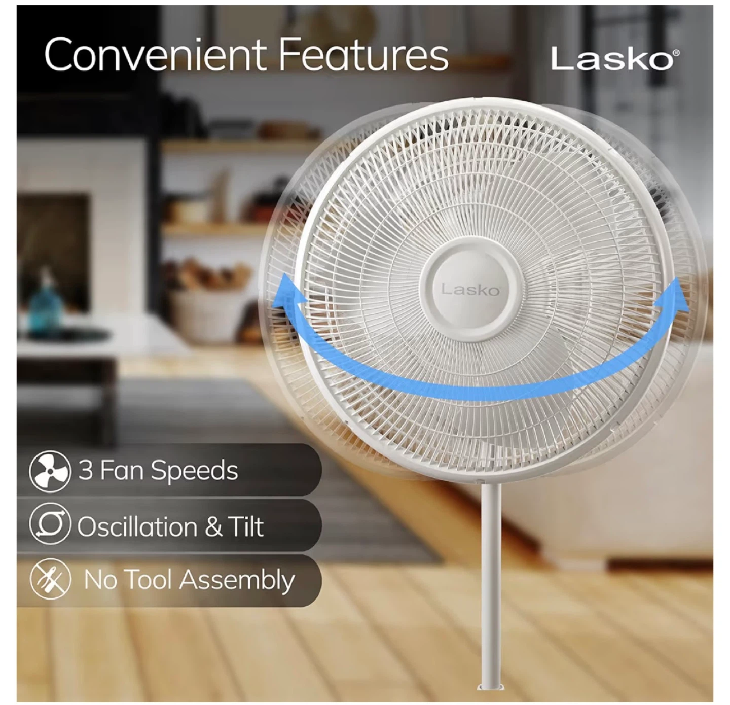 16 Inch Lasko 2520 Oscillating Stand Fan - photo 2