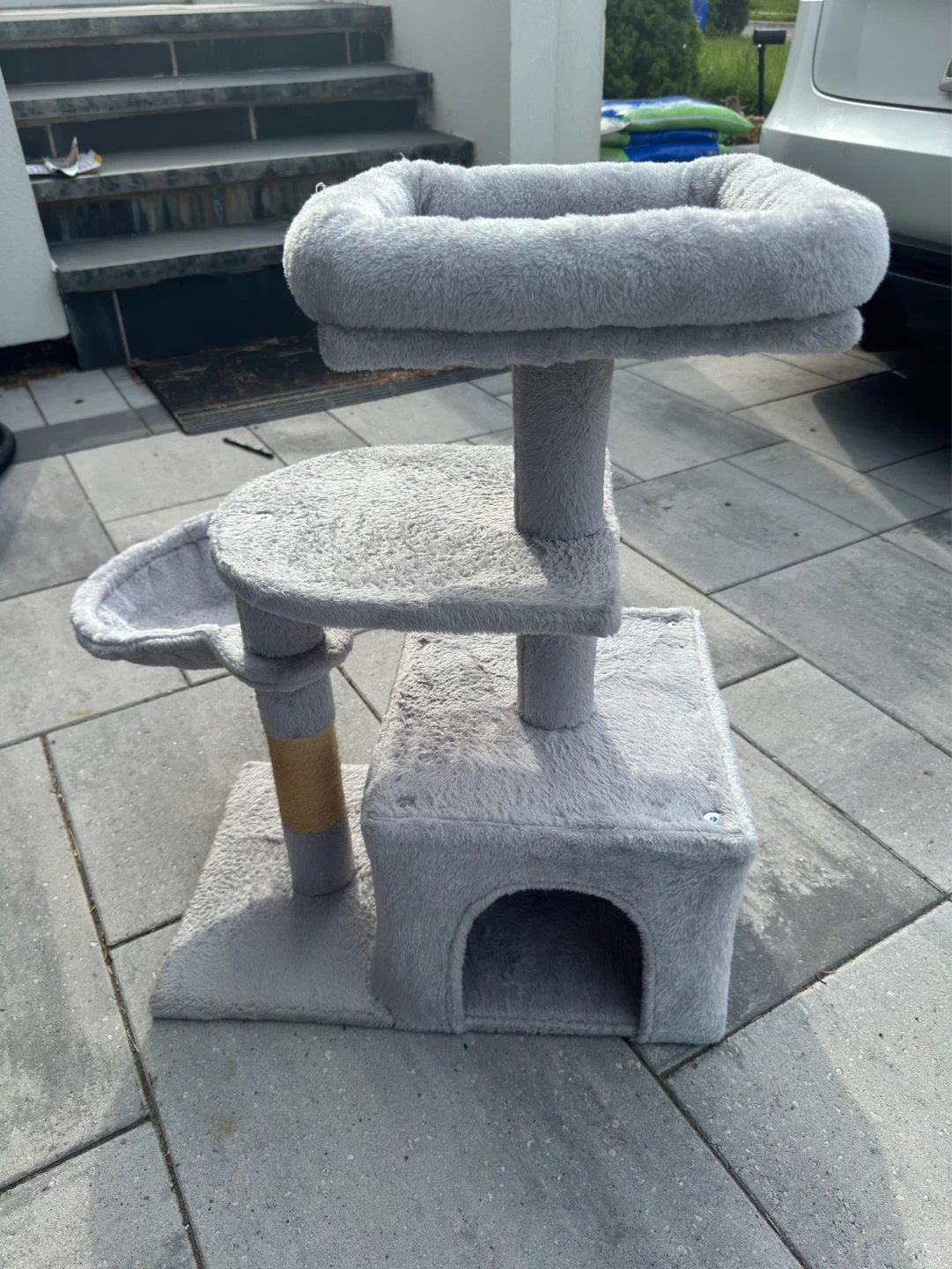 Grey Cat Tree with Hammock and Perch