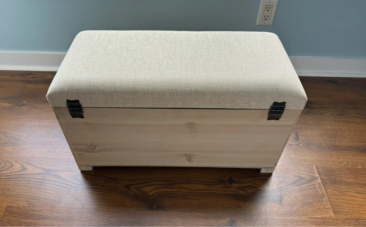 Wooden Storage Chest Ottoman with Upholstered Lid - photo 3