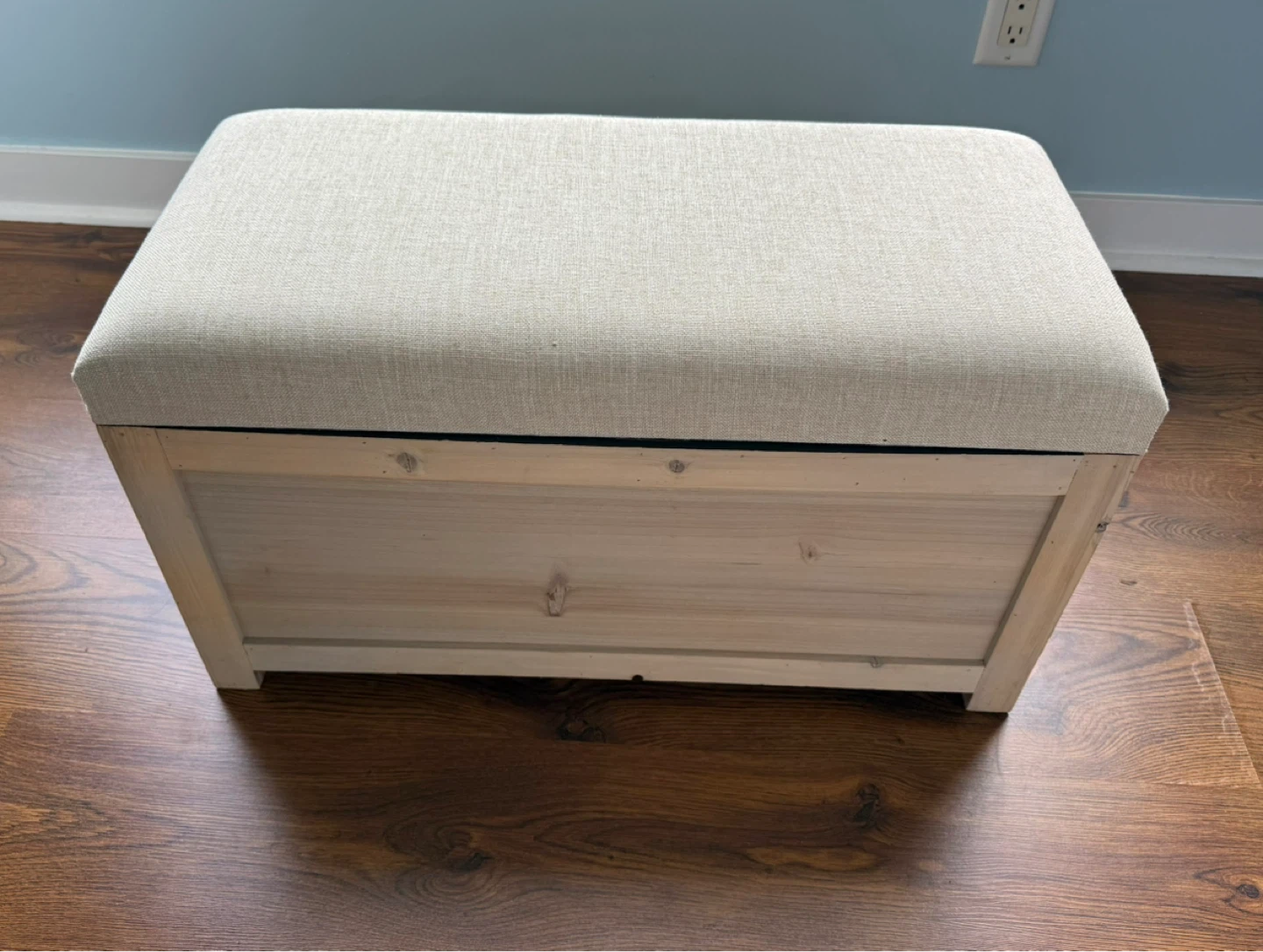 Wooden Storage Chest Ottoman with Upholstered Lid