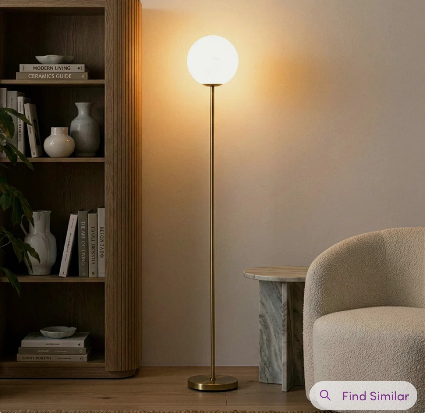 Brightech Modern Globe Floor Lamp - Brass Finish