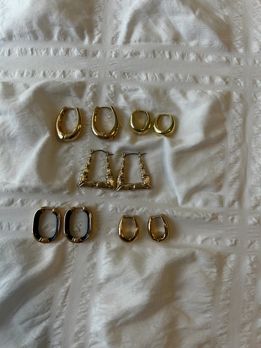 Gold Tone Hoop Earrings Set