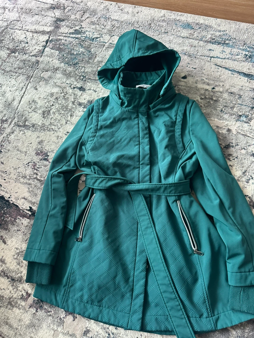 Green Hooded Belted Jacket - photo 3