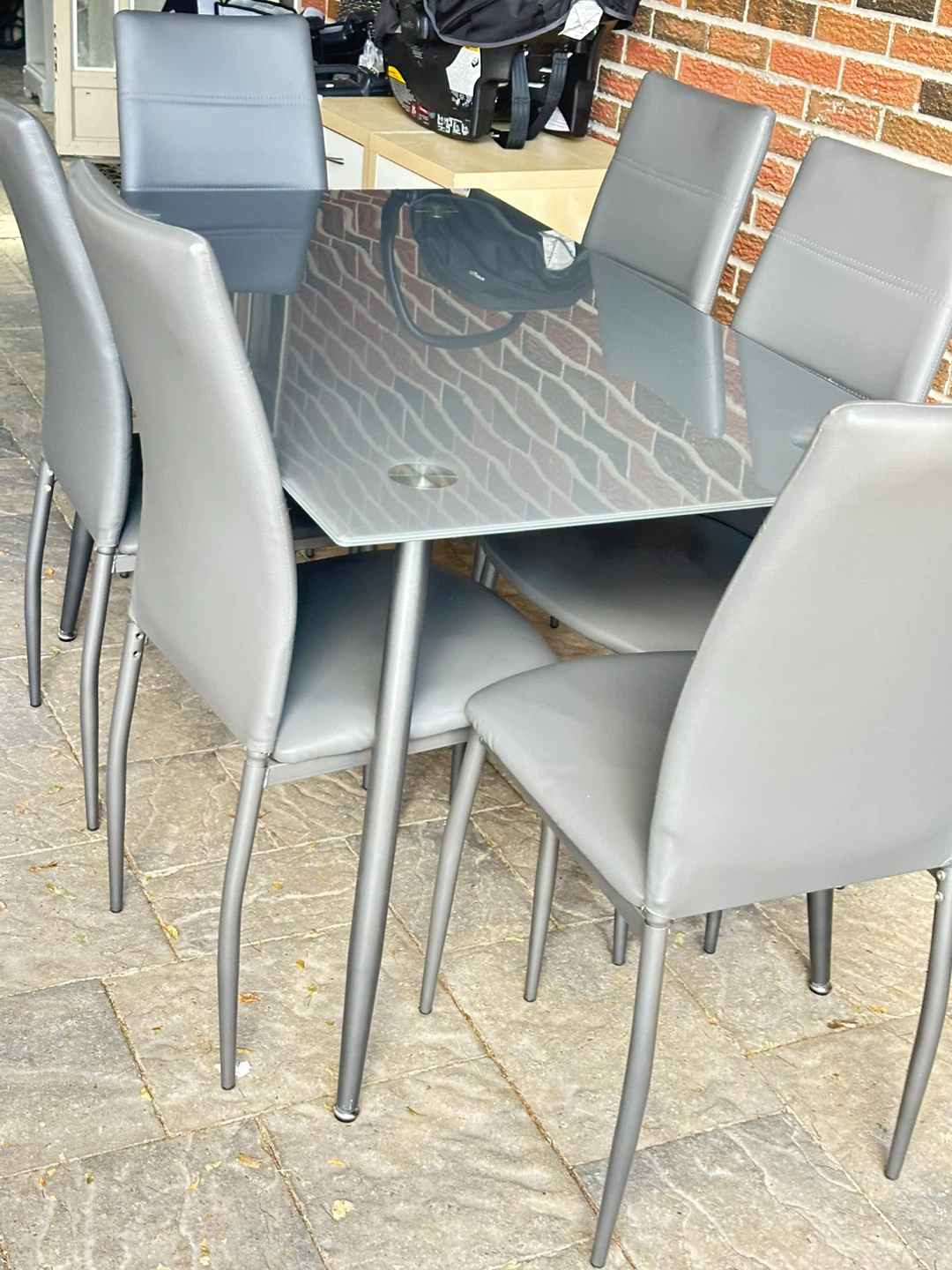 Glass Dining Table Set with 6 Chairs - photo 2