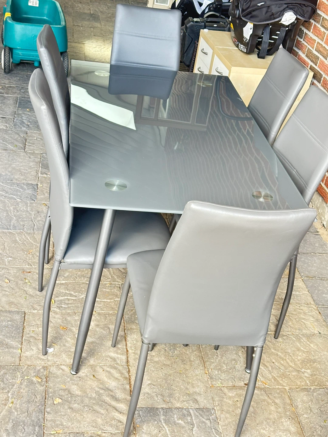 Glass Dining Table Set with 6 Chairs - photo 4