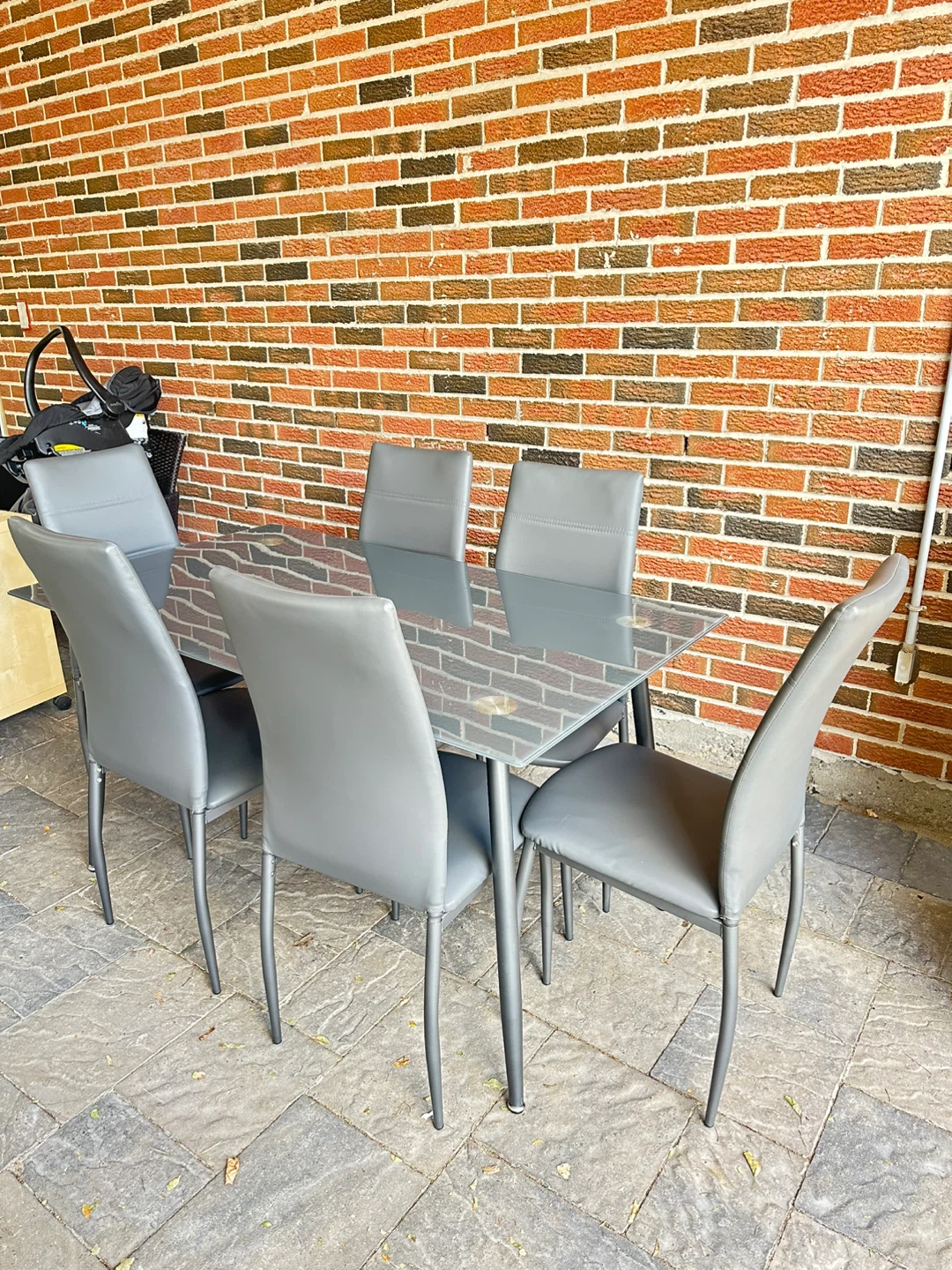 Glass Dining Table Set with 6 Chairs