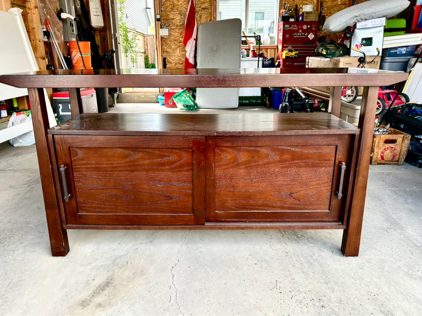 Create & Barrel Dark Wood Media Console with Storage