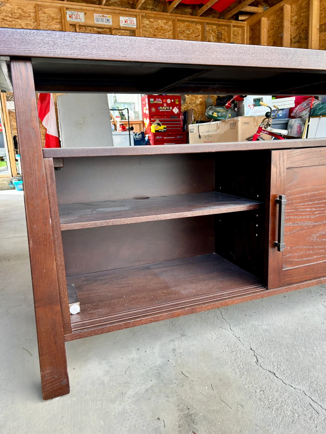 Create & Barrel Dark Wood Media Console with Storage - photo 2