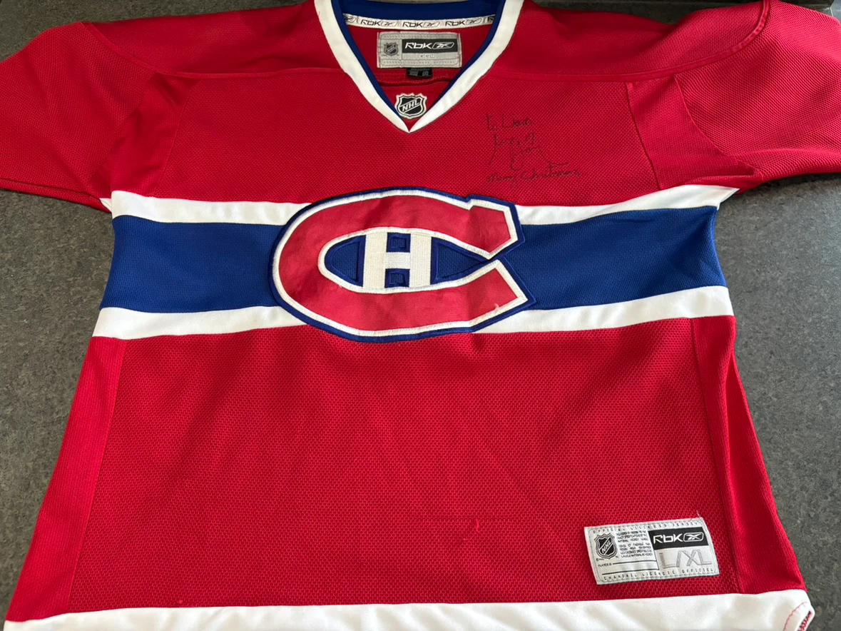Montreal Canadiens Youth L/XL Jersey - Signed by Georges Laraque