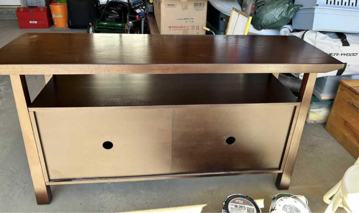 Create & Barrel Dark Wood Media Console with Storage - photo 3