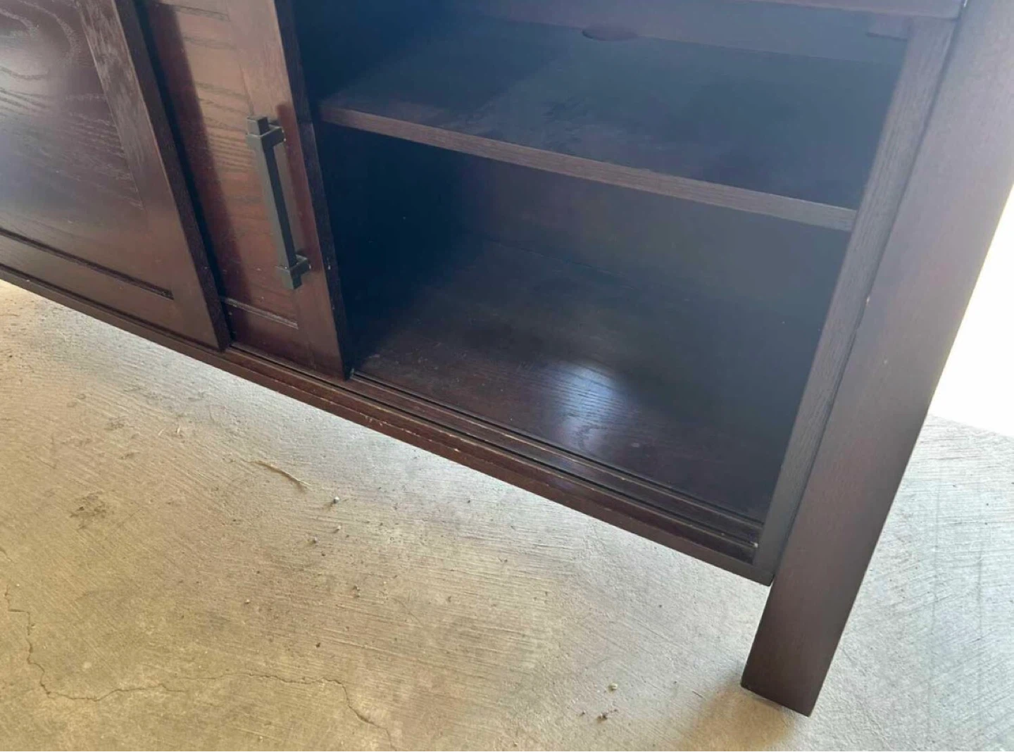Create & Barrel Dark Wood Media Console with Storage - photo 4