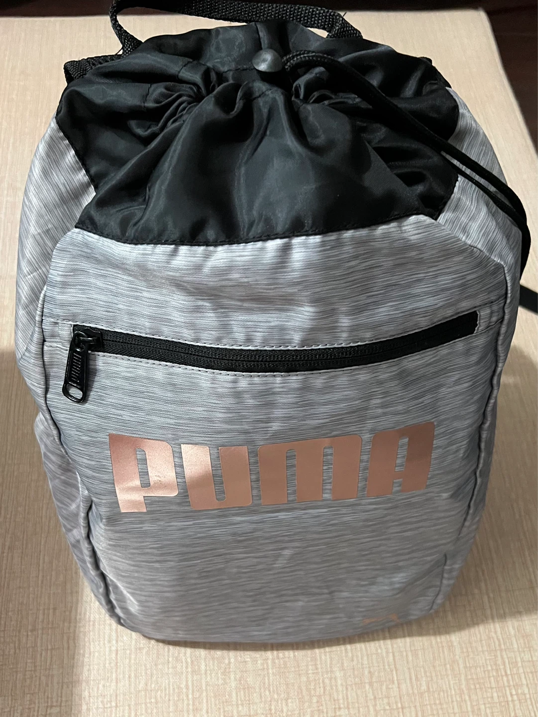 Puma Drawstring Backpack Bag - Grey/Rose Gold