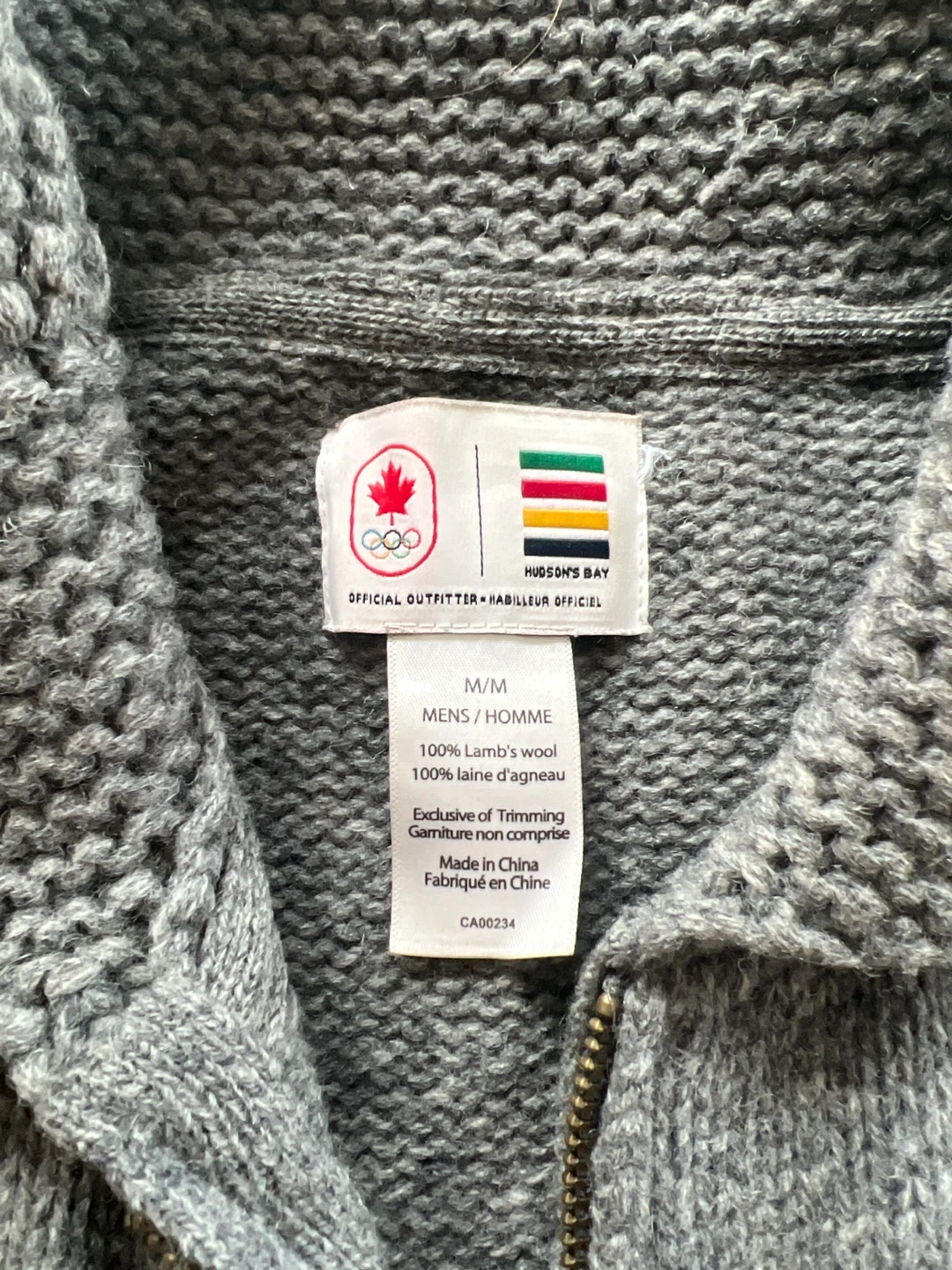 Hudson's Bay Canada Olympic Wool Zip-Up Sweater - Size M - photo 3