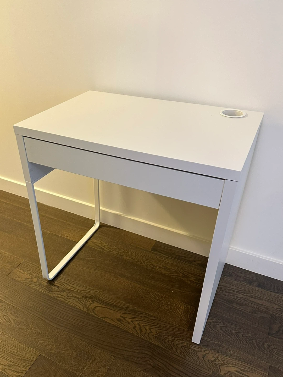 IKEA, MICKE, White Desk with Drawer and Cable Hole