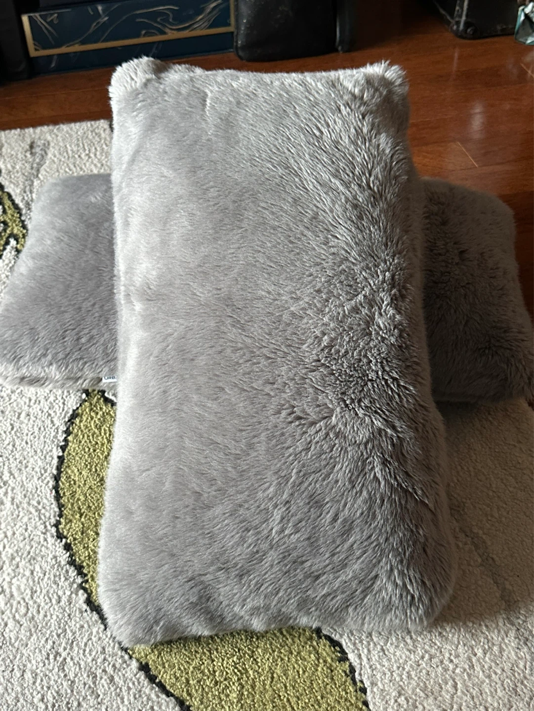 Grey Faux Fur Pillows