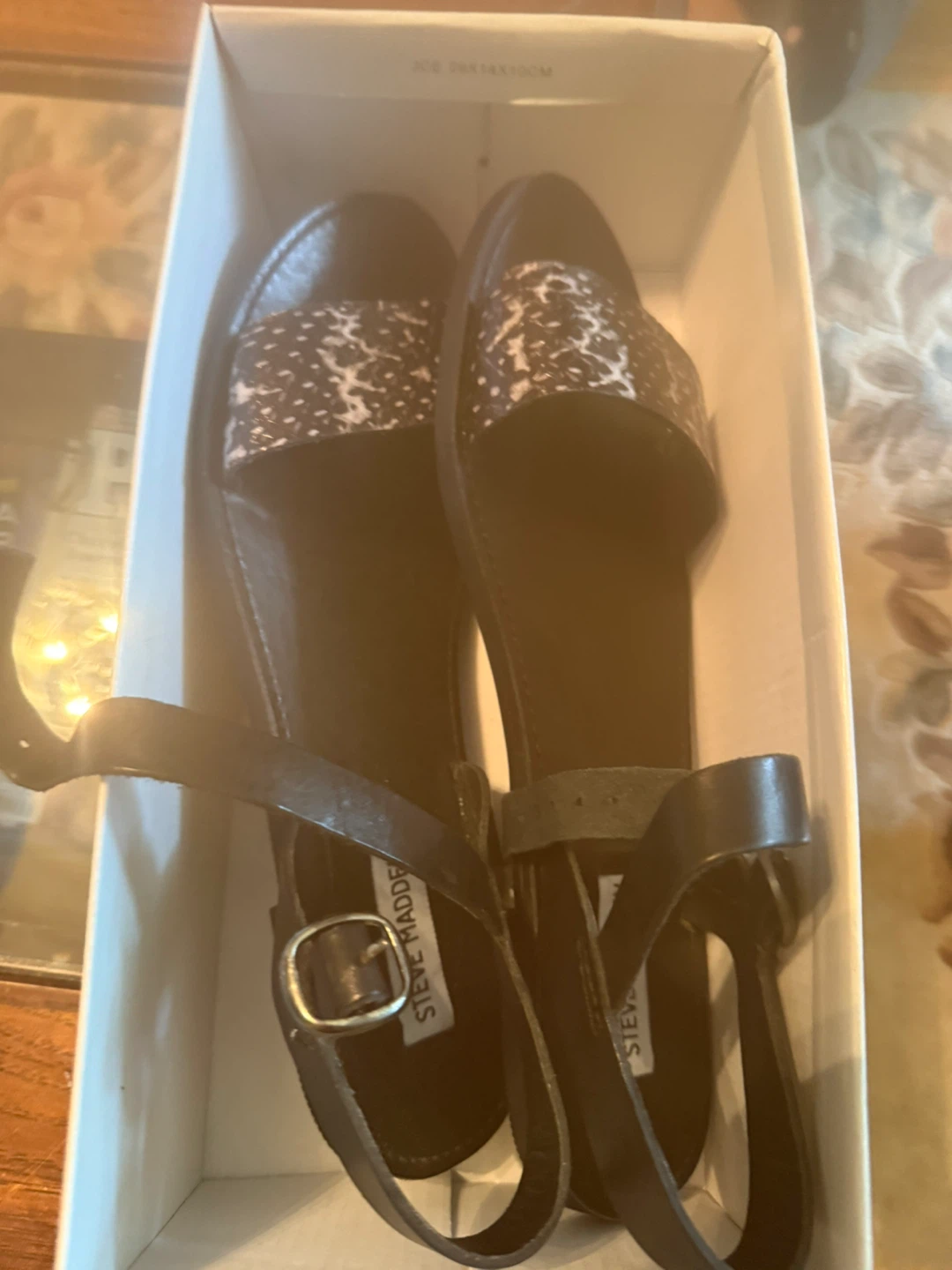 Steve Madden Black and White Animal Print Sandals - photo 5