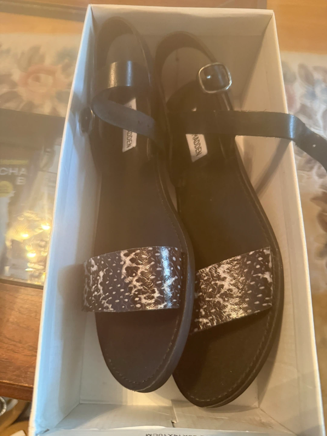 Steve Madden Black and White Animal Print Sandals - photo 3