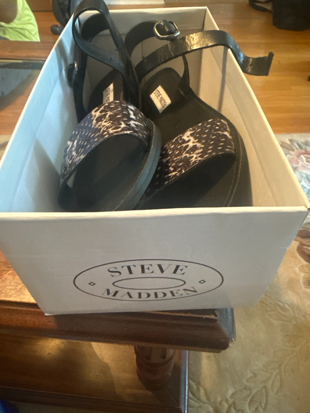 Steve Madden Black and White Animal Print Sandals - photo 4