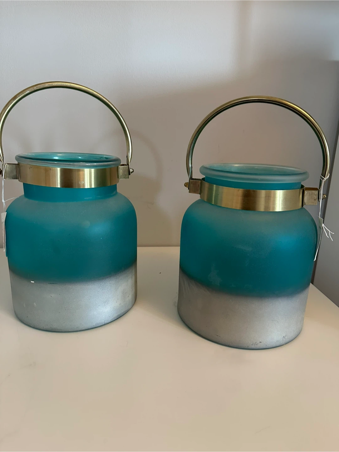 HOMESENSE Teal & Grey Lanterns (Set of 2)