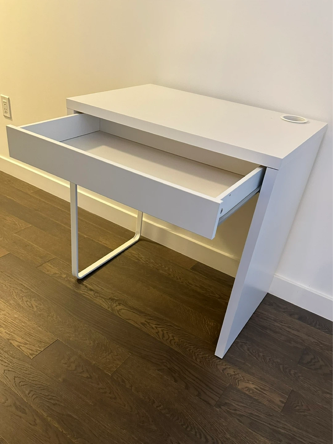 IKEA, MICKE, White Desk with Drawer and Cable Hole - photo 3
