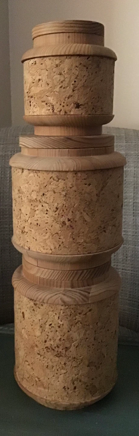MCM Wooden and Cork Canister Set