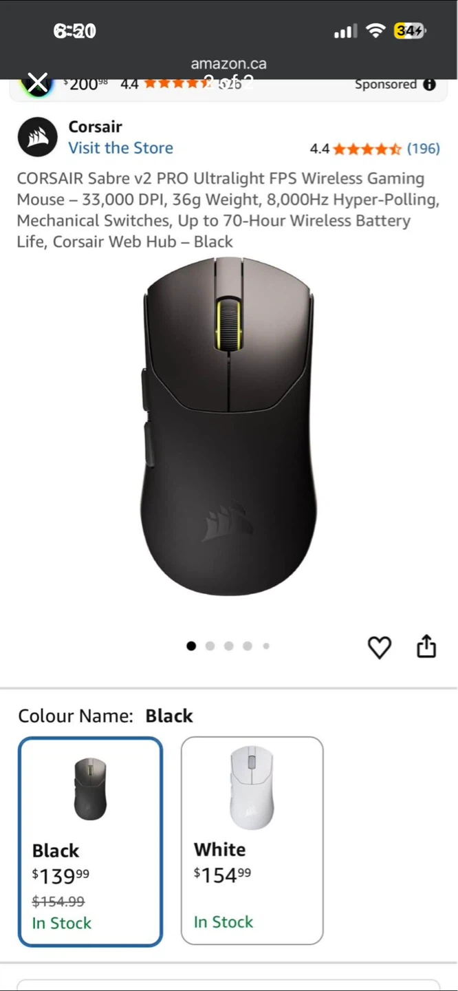 Corsair Sabre v2 PRO Ultralight FPS Wireless
