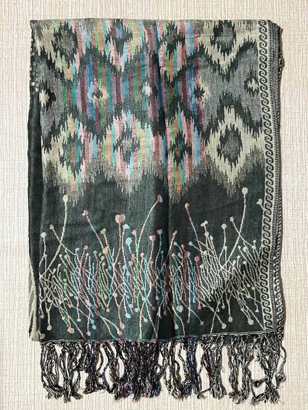 Paisley Pashmina Scarf with Leaf Print