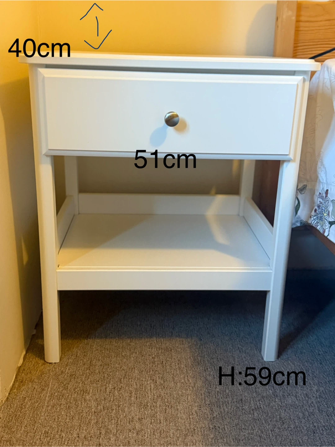 White Nightstand with Drawer