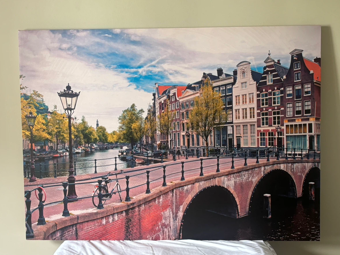 Canvas Print of Amsterdam Canal Scene