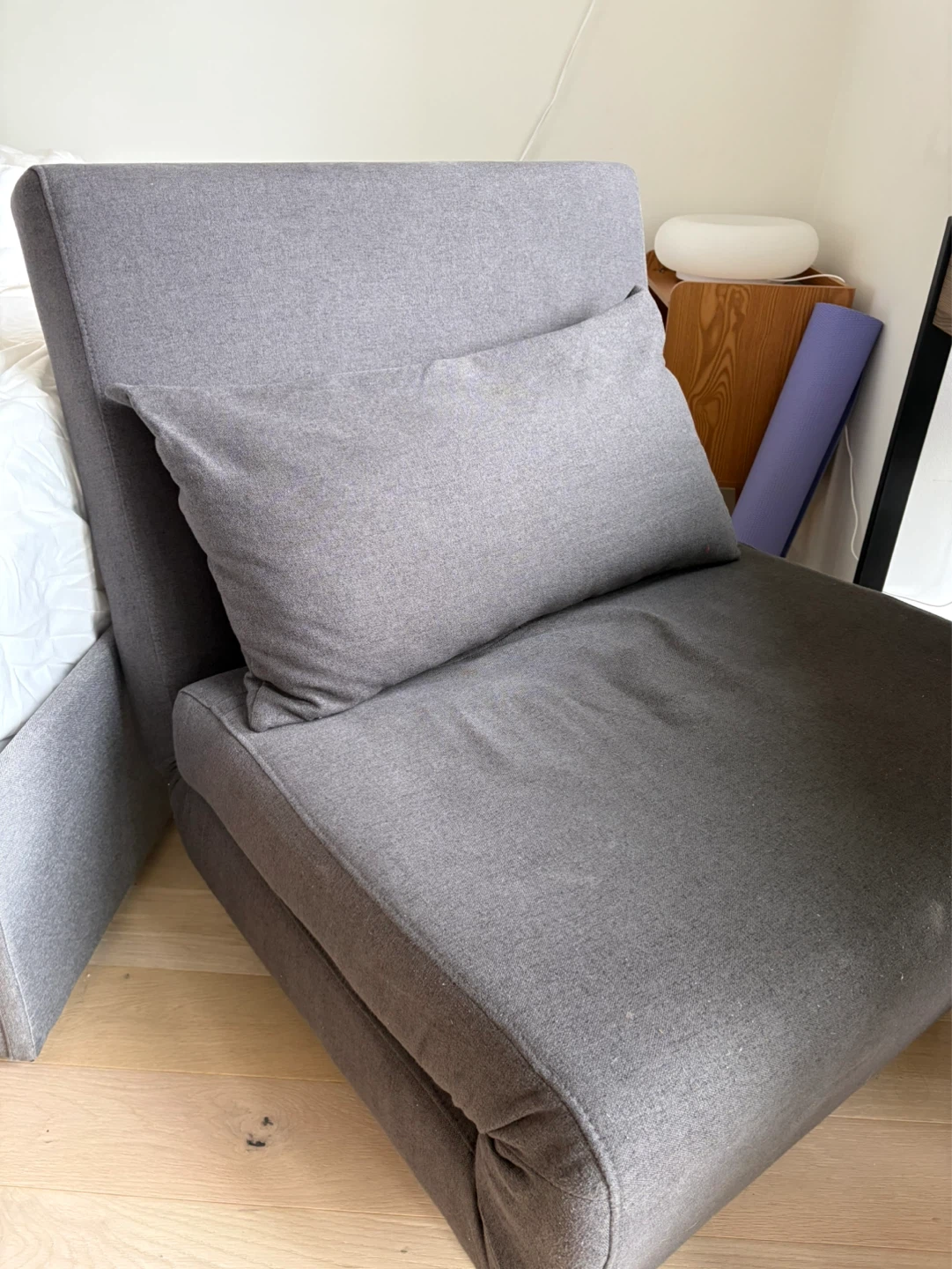 Grey Foldable Chair/Sofa with Pillow