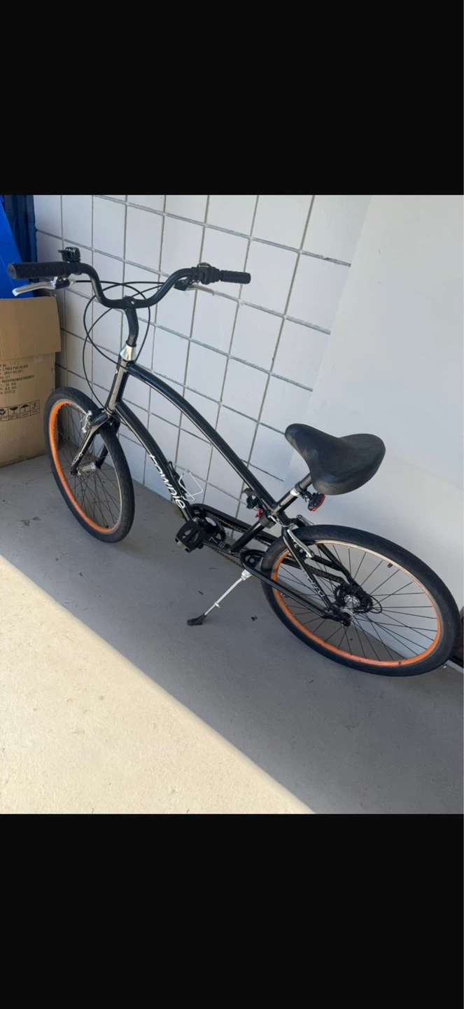 Townie Cruiser Bike - Black w/ Orange Rims