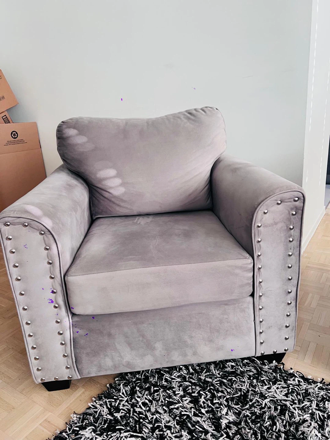 Grey Velvet Sofa and Armchair Set - photo 3