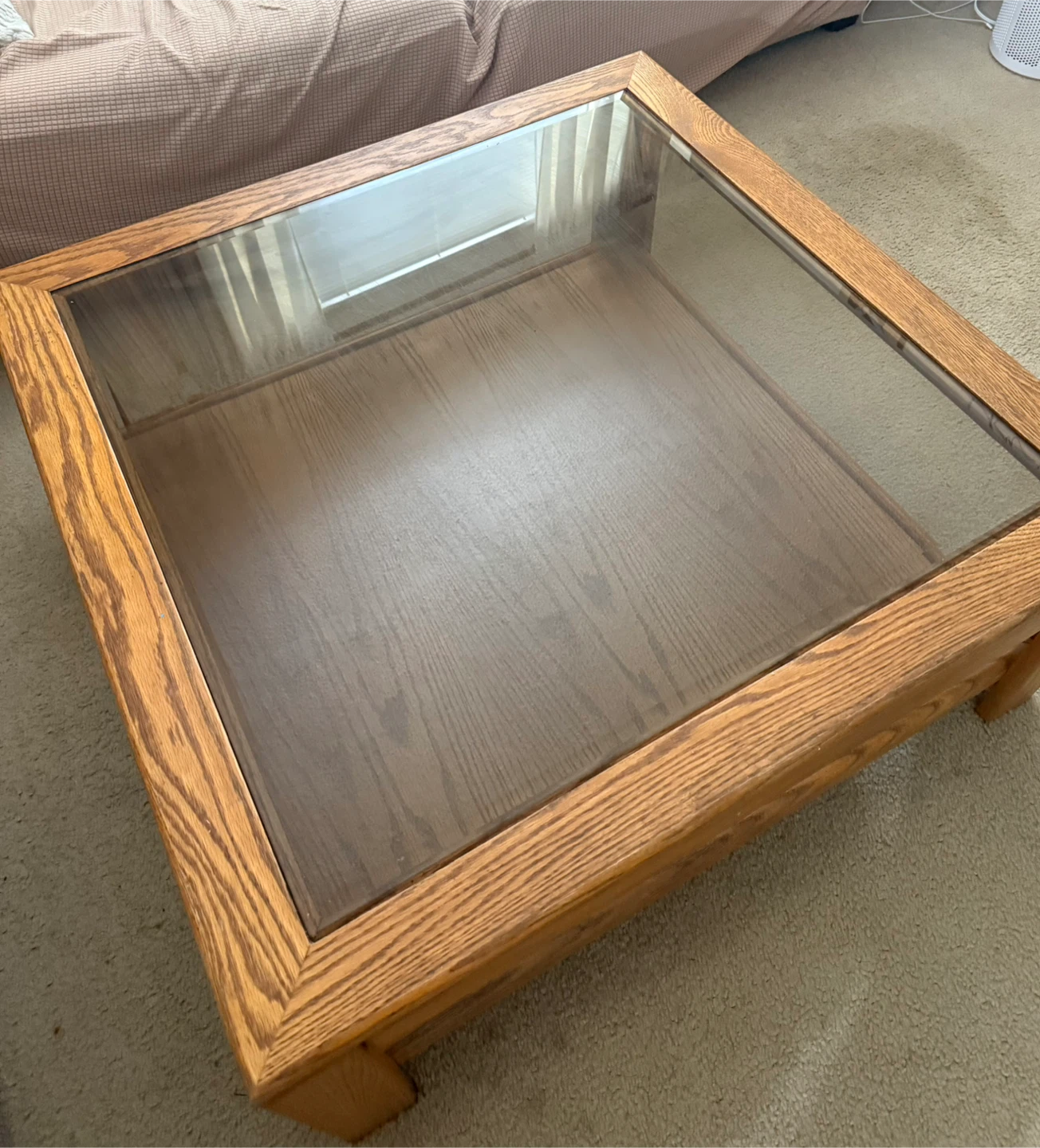 Solid Oak Coffee Table with Detachable Glass Top - photo 2