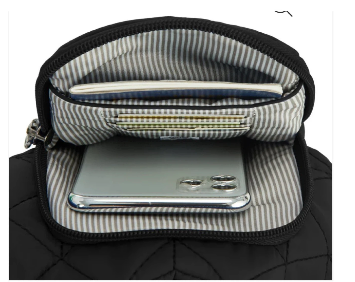 Travelon Black Quilted Water Bottle Sling Bag - photo 3