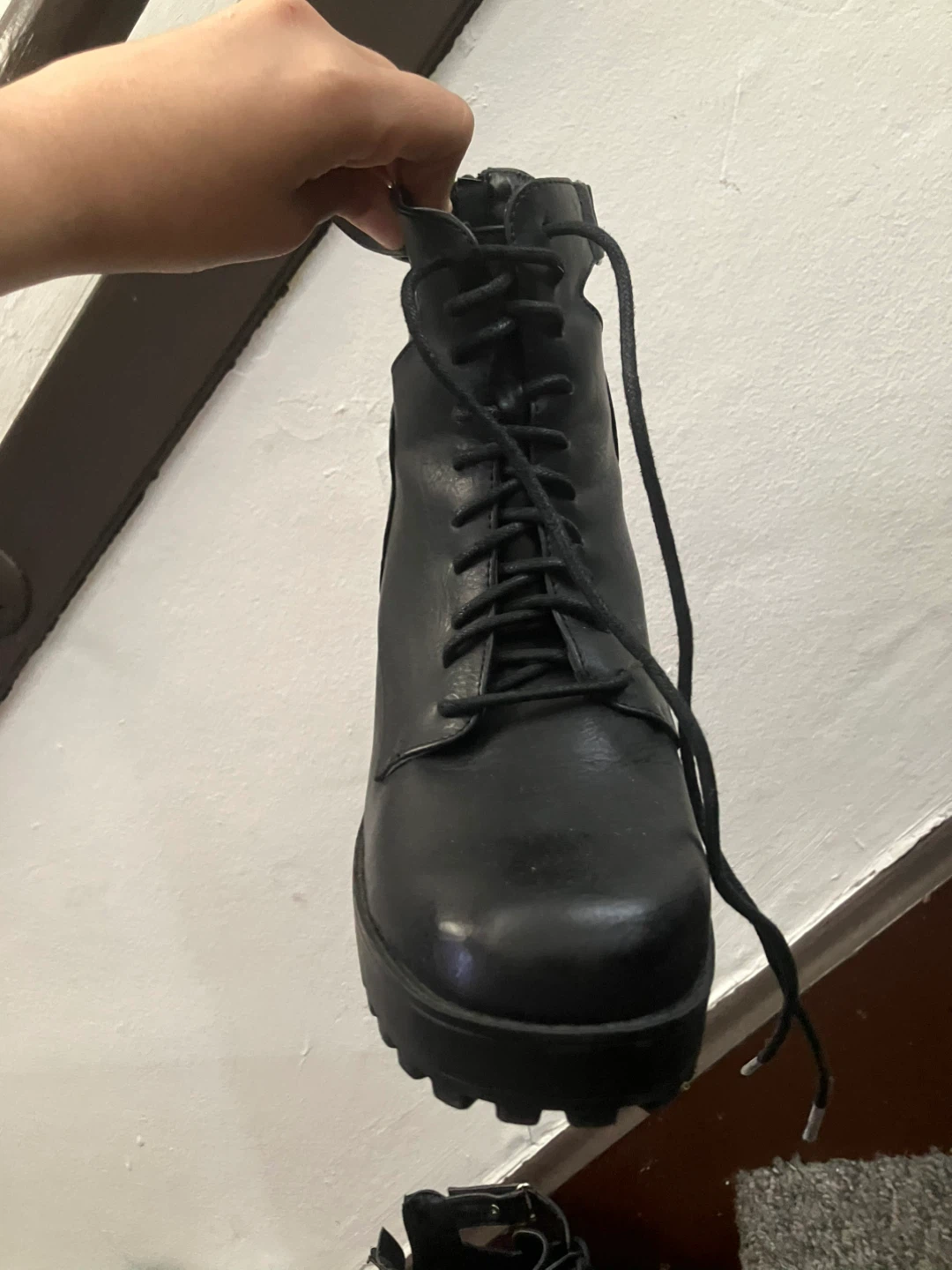 Black Chunky Platform Combat Boots - photo 2