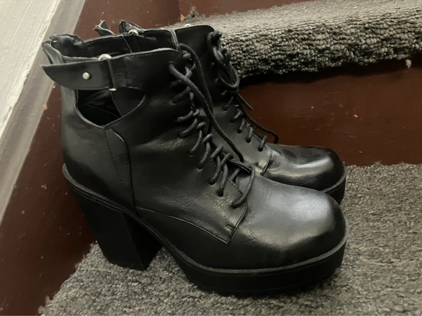 Black Chunky Platform Combat Boots