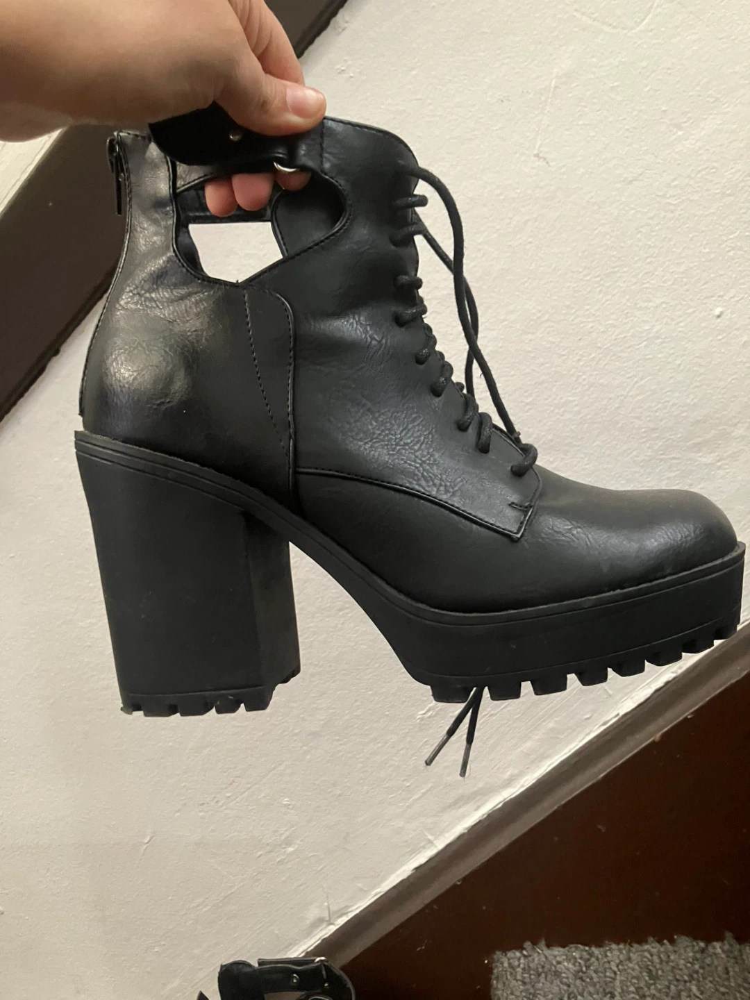 Black Chunky Platform Combat Boots - photo 3