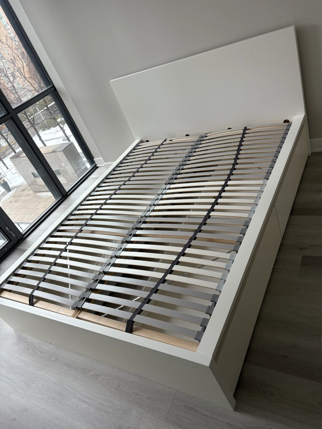 IKEA MALM Queen Bed Frame with 4 Storage Boxes