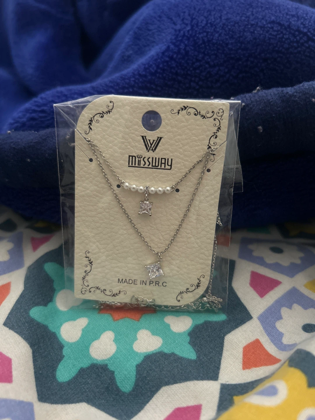 Missway Silver Layered Necklace with Pearl and Star Pendant - photo 2