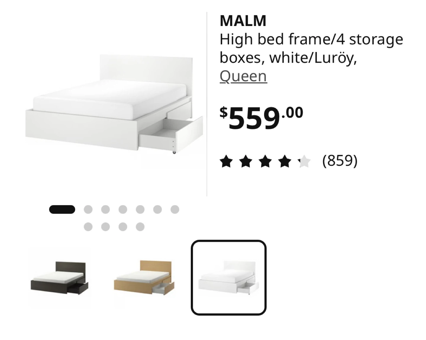 IKEA MALM Queen Bed Frame with 4 Storage Boxes - photo 3