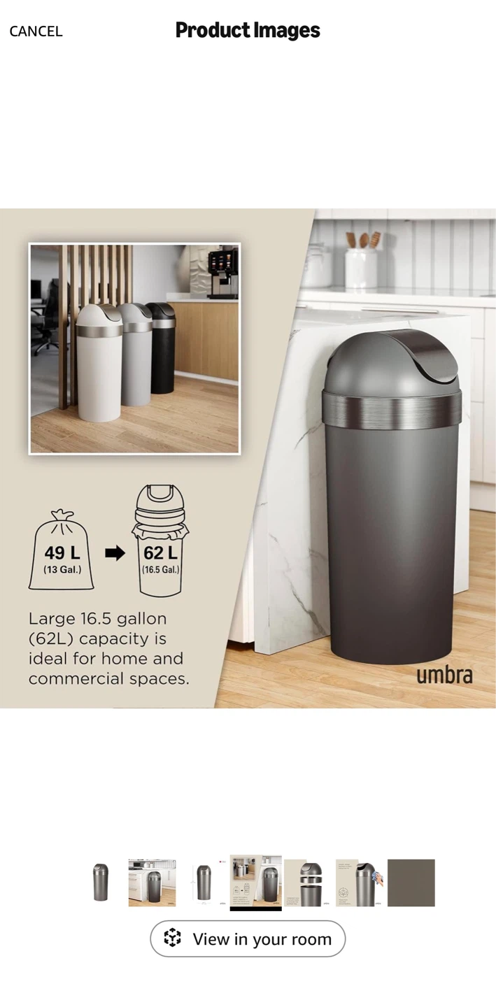 Umbra Venti 62L Kitchen Trash Can with Lid – Excellent Condition - photo 4