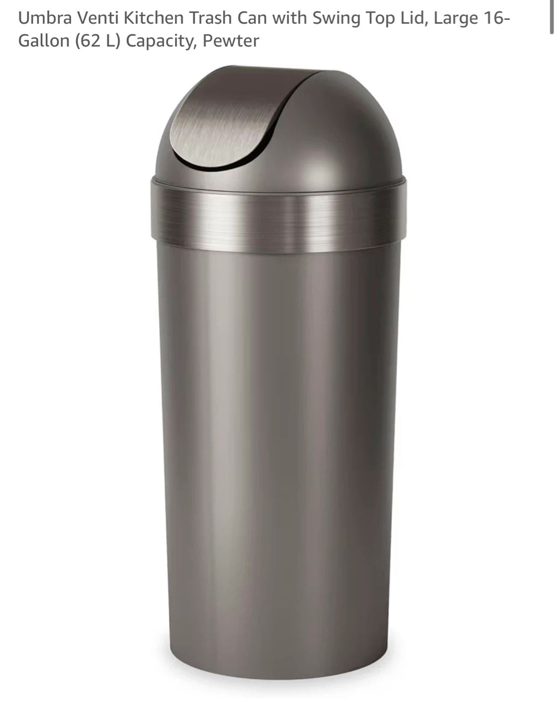 Umbra Venti 62L Kitchen Trash Can with Lid – Excellent Condition