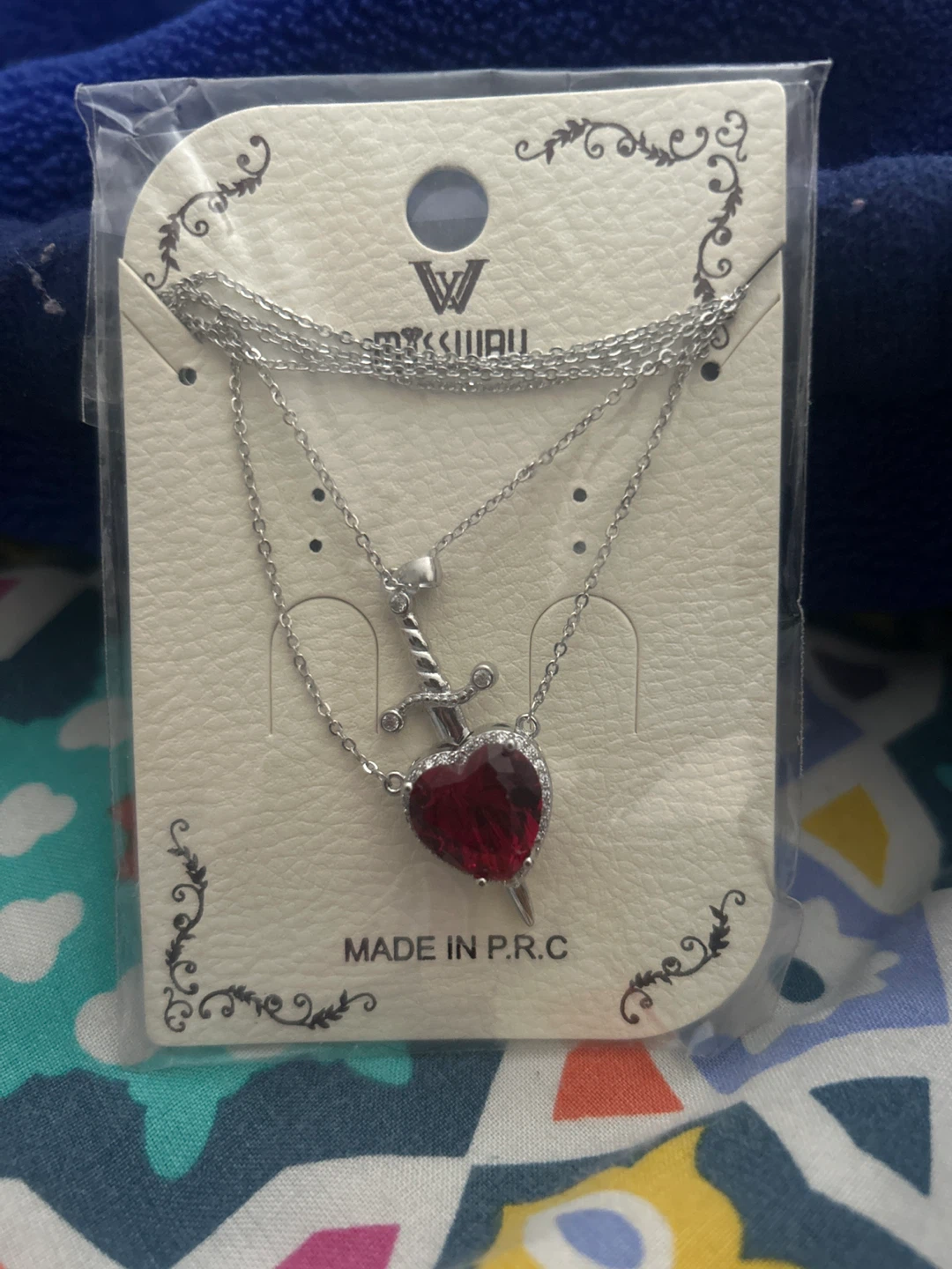 MISSWAY Double Layer Sword Heart Necklace