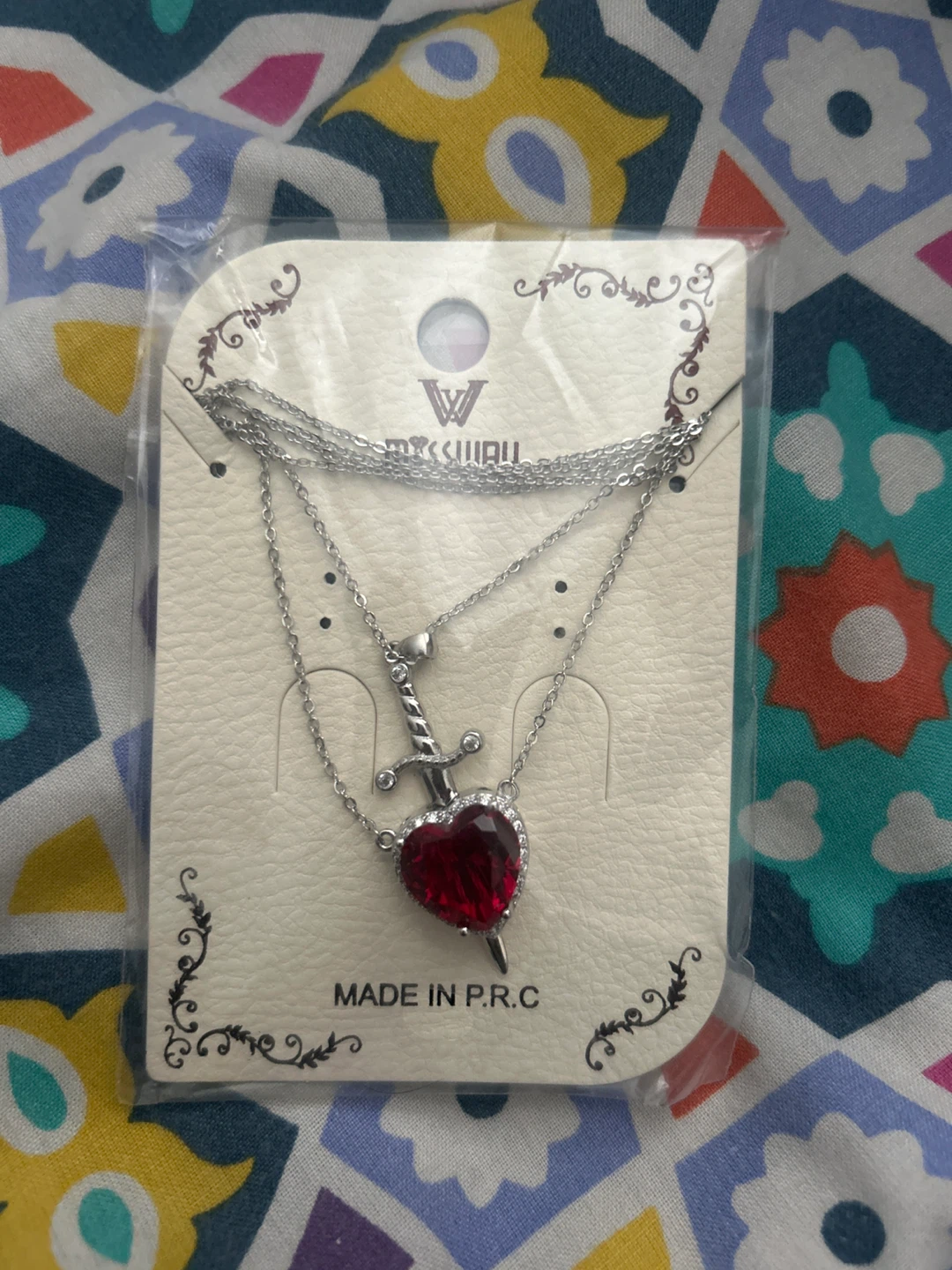 MISSWAY Double Layer Sword Heart Necklace - photo 2