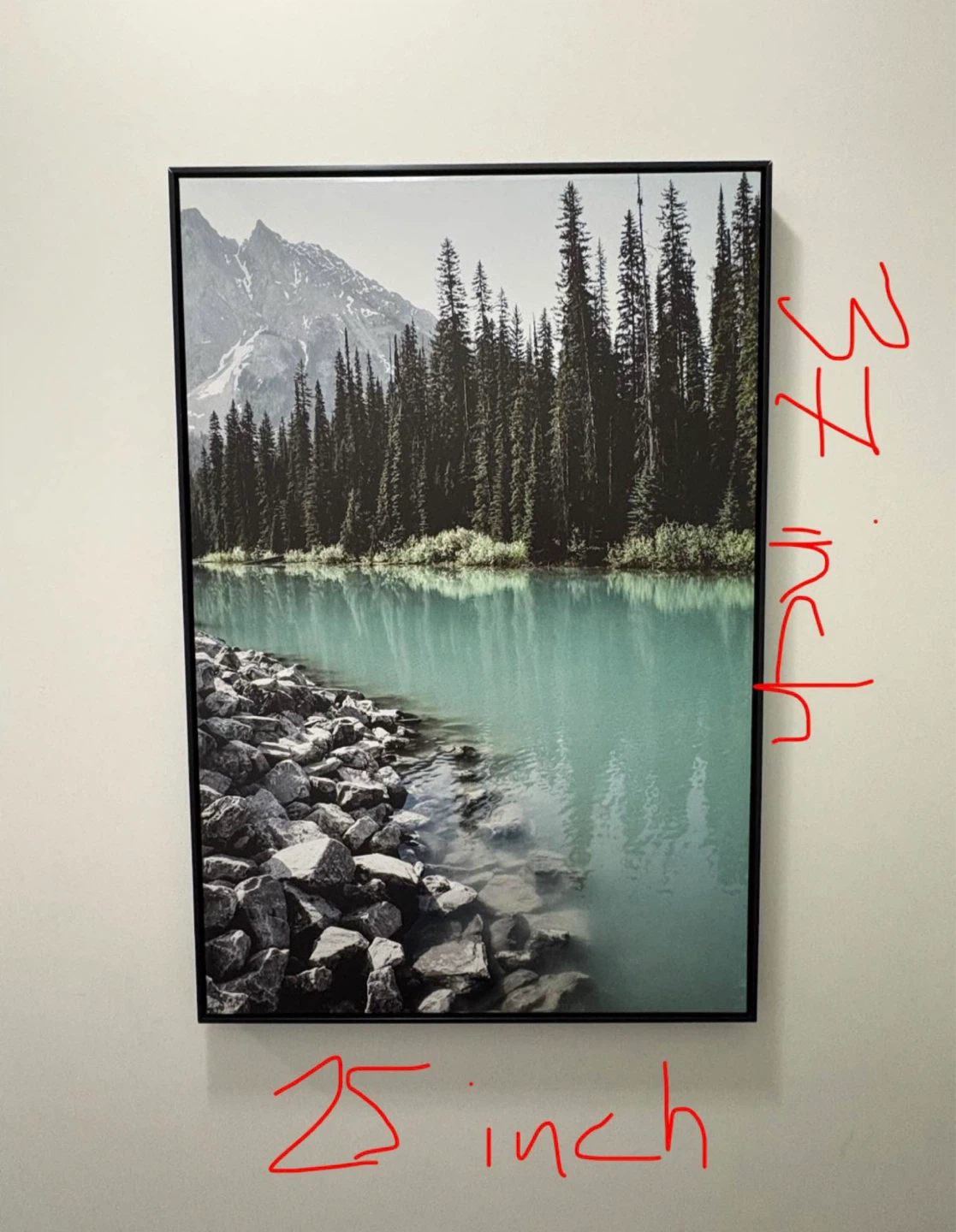 Framed Wall Art Print - Mountain Lake Forest Scene - photo 2