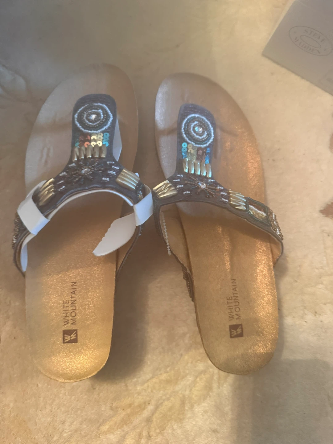 White Mountain Beaded Thong Sandals - photo 2
