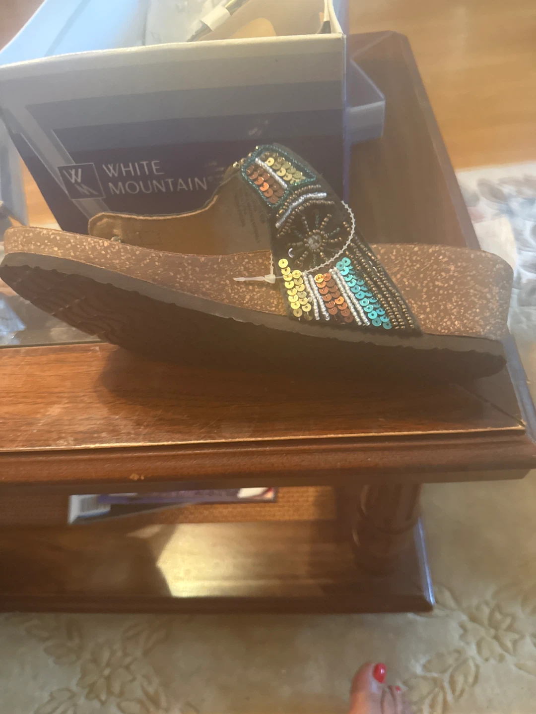 White Mountain Beaded Thong Sandals - photo 3
