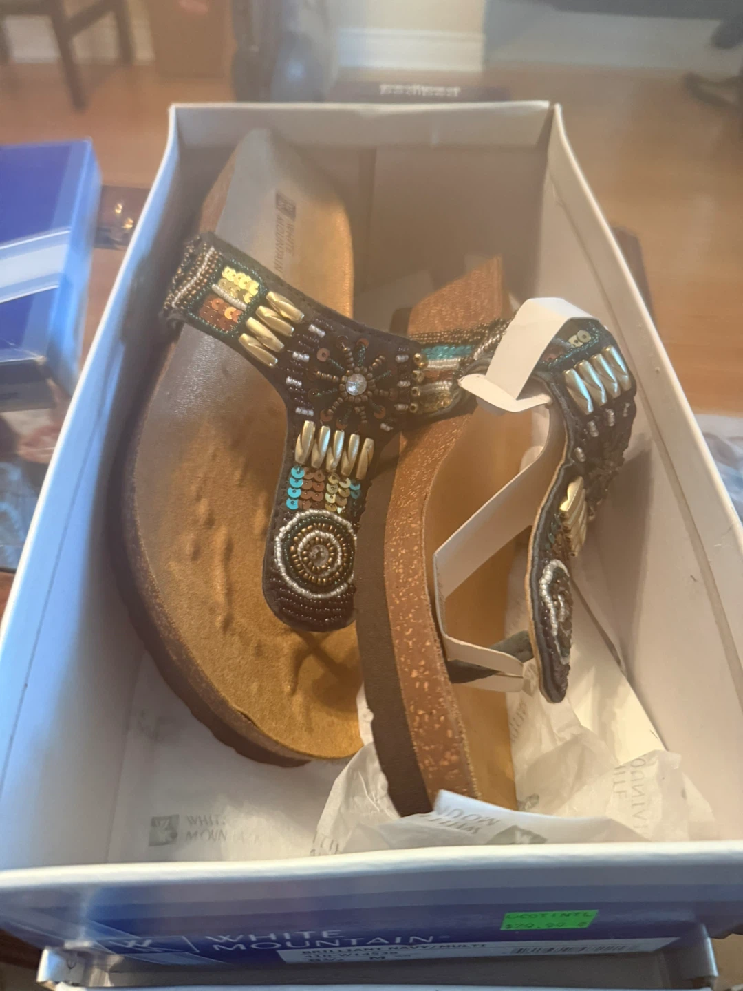 White Mountain Beaded Thong Sandals
